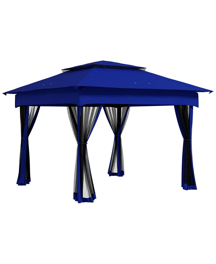 Simplie Fun 11' x 11' Pop Up Canopy, Outdoor Patio Gazebo Shelter with Removable Zipper Netting