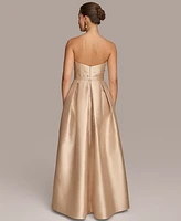 Donna Karan New York Women's Sweetheart-Neck Pleated Gown