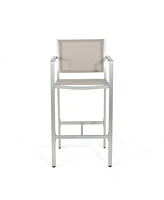 29.50" Barstools With Silver Rust-Proof Aluminum Frame, Grey Mesh, Set Of 2