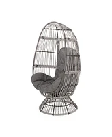 Streamdale Furniture Cozy Swivel Egg Chair: Rattan Haven For Outdoor Relaxation