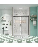 Streamdale Furniture Glass shower door, sliding door, with 5/16" tempered glass and Matted Black finish 4874
