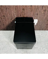 Black Square Smart Toilet with Built-in Tank for Bathroom, Remote Control, Tankless Bidet Toilet with Foot Touching Lid Opening, Auto Flush, Heated Se