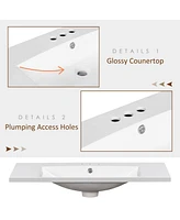 Streamdale Furniture 36" Single Bathroom Basin Sink, Vanity Top Only, 3-Faucet Holes, Resin