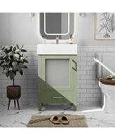 Simplie Fun 20-Inch bathroom vanity with ceramic sink and ample storage - ideal for small bathrooms