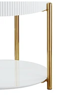 Streamdale Furniture Daveigh End Table, White High Gloss & Gold Finish