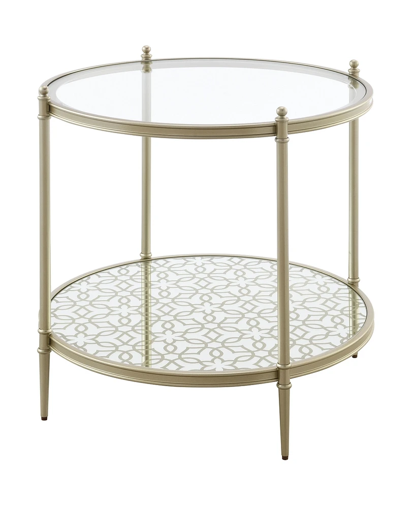 Streamdale Furniture Zaba End Table, Glass Top & Champagne Finish