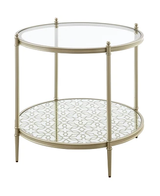 Simplie Fun Zaba End Table, Glass Top & Champagne Finish