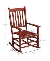 Streamdale Furniture Outdoor Rocking Chair Set of 2, Patio Wooden Rocking Chair with Smooth Armrests, High Back for Garden, Balcony, Porch, Supports U