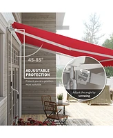 Streamdale Furniture 12' x 10' Retractable Awning Patio Awnings Sun Shade Shelter with Manual Crank Handle