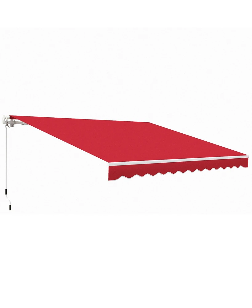 Simplie Fun 12' x 10' Retractable Awning Patio Awnings Sun Shade Shelter with Manual Crank Handle