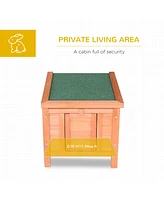 Streamdale Furniture Small Wooden Rabbit Hutch Bunny Cage Guinea Pig Cage Duck House Dog House with Openable & Waterproof Roof, Natural