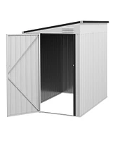 4' x 6' Metal Outdoor Storage Shed, Lean to Storage Shed, Garden Tool Storage House with Lockable Door and 2 Air Vents for Backyard, Patio, Lawn, Whit
