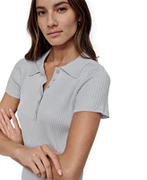 Dkny Jeans Women's Short-Sleeve Ribbed Knit Polo Shirt