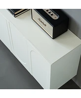 4 Door Cabinet, Modern Accent Cabinet, Sideboard Buffet Cabinet, Entryway Cabinet with Storage for Living Room, Dinning Room, Cream White