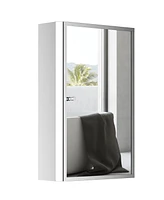 Streamdale Furniture Bathroom Mirrored Cabinet, Vertical 16" x 24" Stainless Steel Frame Medicine Cabinet, Wall