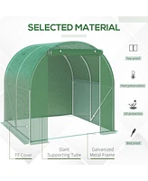 6' x 6' x 6' Tunnel Greenhouse Outdoor Walk-In Hot House with Roll-up Plastic Cover and Zippered Door, Steel Frame, Green