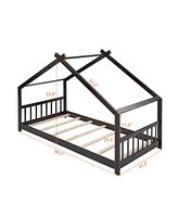 Slickblue Twin Wooden House Bed for Children