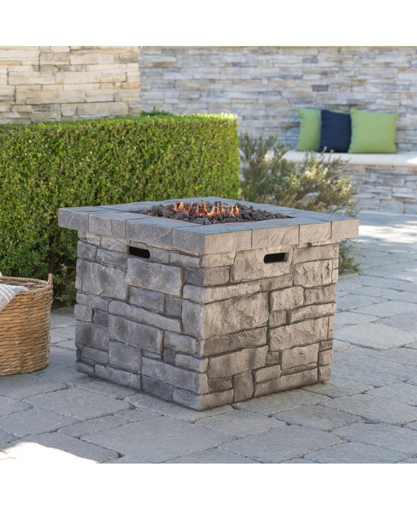 Streamdale Furniture 30" Outdoor Square Mgo Propane Fire Pit - 40,000 Btu, Grey