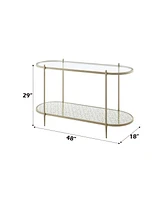 Streamdale Furniture Zaba Sofa Table, Glass Top & Champagne Finish