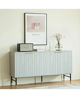 Streamdale Furniture Sideboard Buffet Cabinet, Modern Accent Cabinet with 4 Door, Entryway Cabinet with Storage for Living Room, Dinning Room, Gray