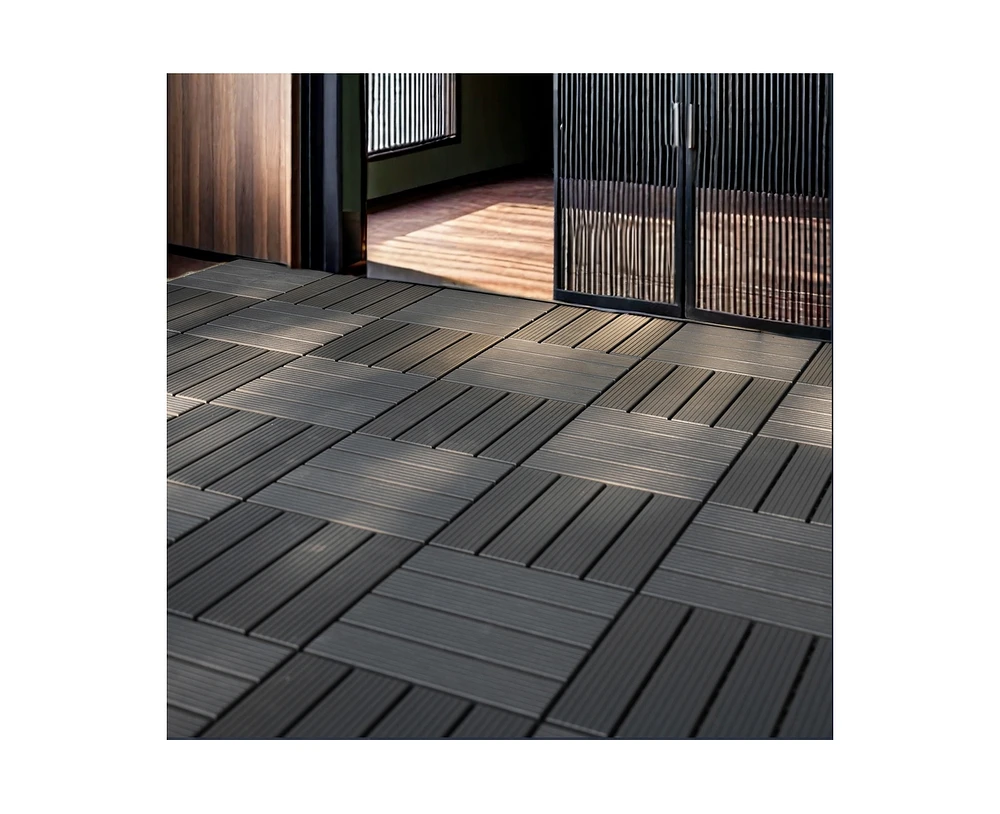 Streamdale Furniture 44 Pack 12x12 Square Waterproof Outdoor Deck Tiles - Interlocking, All-Weather, Slip-Resistant, Easy