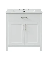 30-Inch Bathroom Vanity with Ceramic Sink and Ample Storage - The Perfect Choice for Small Bathrooms