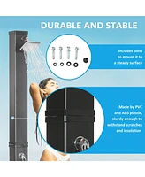 10.6 Gallons Solar Heated Shower with Free-Rotating Shower Head, Temperature Adjustment & Foot Shower, 2-Section Outdoor Shower for Backyard Poolside