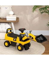 Streamdale Furniture Ride on Excavator for Kids, Caterpillar Cat Licensed Ride on Digger Construction Vehicles with Manual Shovel, Horn, Hidden Storag