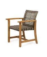 Streamdale Furniture Hampton Wood And Wicker Dining Chair(Set Of 2)