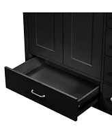 Streamdale Furniture 36" Black Bathroom Vanity with Ceramic Sink Combo, Abundant Storage Cabinet -2 Soft close doors and 5 drawers