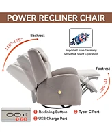 Streamdale Furniture Grey Swivel and Rocker Power Recliner Chair with Lumbar and Neck Support Pillow, Max Swivel Degree 270, Heavy Duty Motion Mechani