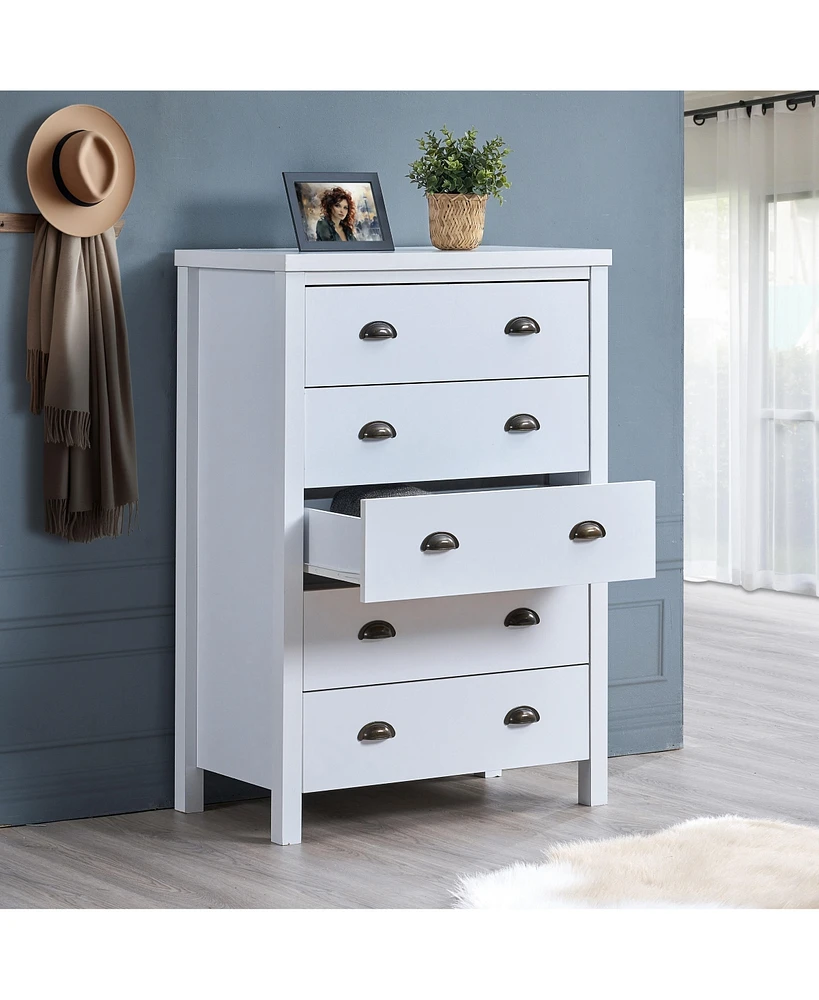 Streamdale Furniture Modern 5-Drawer Dresser: Sleek Storage, Easy Assembly, Safety Interlock