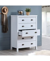 Simplie Fun Modern 5-Drawer Dresser: Sleek Storage, Easy Assembly, Safety Interlock