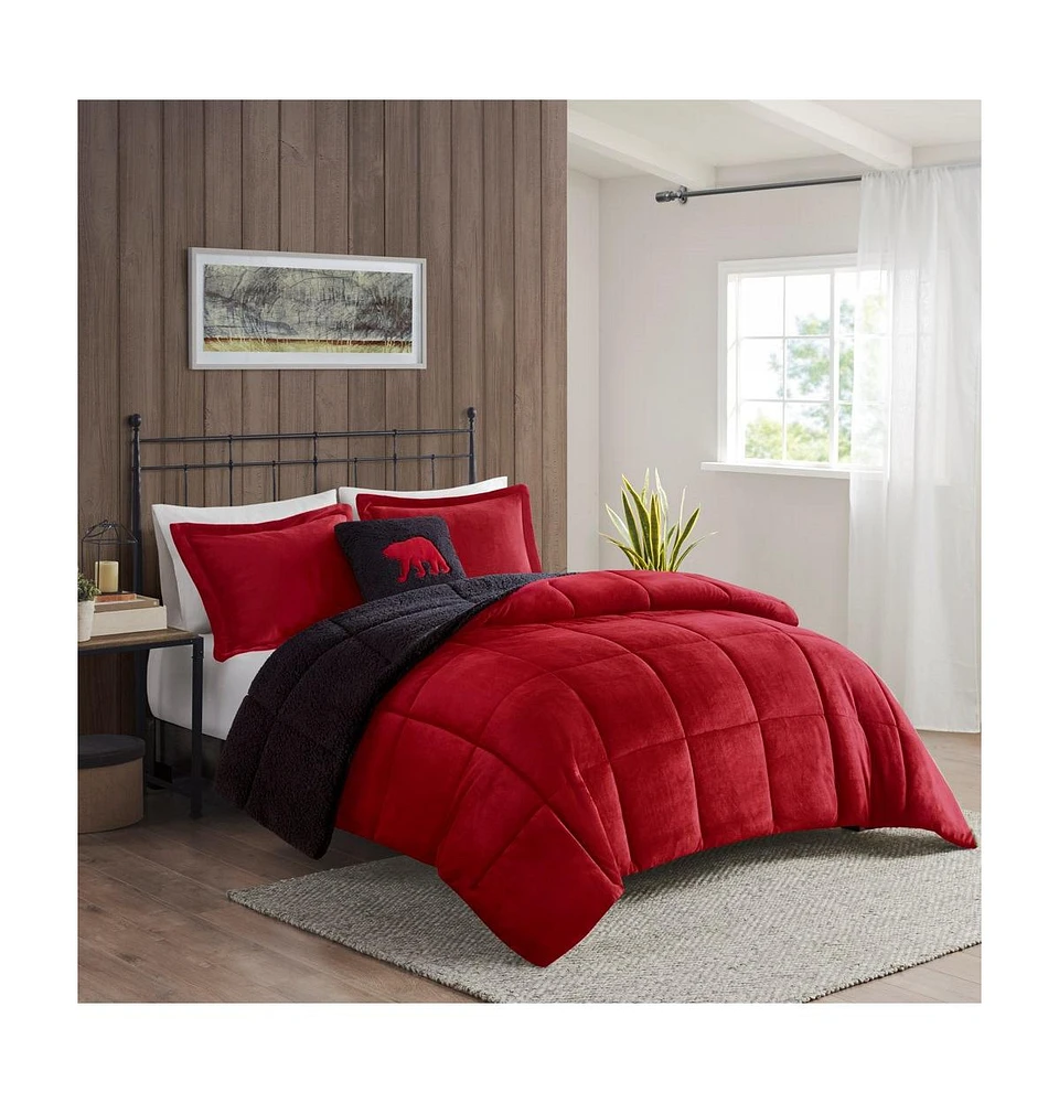 Streamdale Furniture Plush to Sherpa Down Alternative Comforter Set