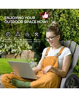 Wooden Rocking Chair, Adirondack Rocker Chair w/Slatted Design and Oversized Back, Outdoor Rocking Chair with Wagon Wheel Armrest for Porch, Poolside,