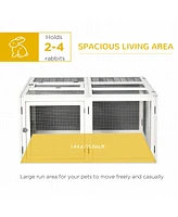 Simplie Fun Rabbit Hutch, Wooden Outdoor Bunny Cage with an Openable Foldable Top, Door, Guinea Pig Hutch for Backyard, Garden, fits 1