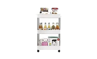 Slickblue 3-Layer Mobile Multi-Functional Storage Cart for Kitchen, Bathroom, and Laundry Room, Plastic & Stainless Steel