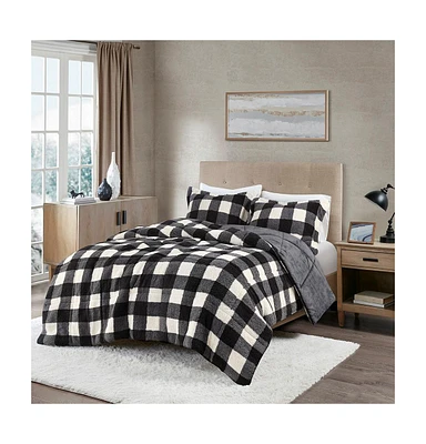 Streamdale Furniture Print Sherpa Down Alternative Comforter Set