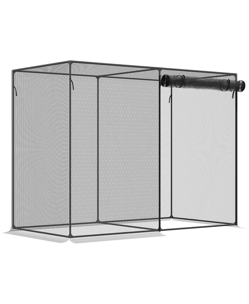 6' x 3' Crop Cage, Plant Protection Tent with Zippered Doors for Vegetable Garden, Backyard, Black