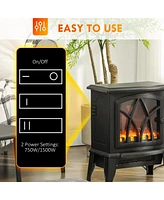 Simplie Fun Electric Fireplace Stove, 18" Freestanding Fireplace Heater with Realistic Flame, Overheating Protection, Portable, 750W/1500W, Black