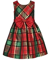 Bonnie Jean Toddler Girls Taffeta Plaid Dress with Velvet Cardigan, 2-Piece Set