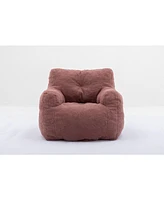 Slickblue Soft Teddy Fabric Tufted Foam Bean Bag Chair for Cozy Indoor Seating