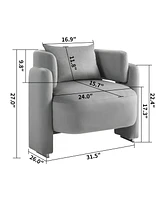 Slickblue Modern Velvet Lounge Chair Single Sofa with Pillows for Living Room and Bedroom