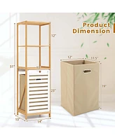 Costway Tilt-Out Laundry Hamper with 3-Tier Shelf Removable Liner Lightweight Design