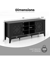 Costway Tv Stand for TVs up to 65" with 3-Position Adjustable Shelves Tempered Glass Doors
