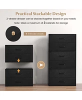 Costway 2-Drawer Stackable Storage Organizer with Anti-Topping Kits Stacking Drawer Chest