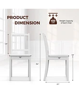 Wood Dining Chair Set of 2 with Rubber Legs Curved Backrest for Kitchen
