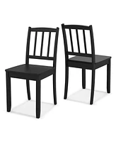 Costway Wood Dining Chair Set of 2 with Rubber Legs Curved Backrest for Kitchen