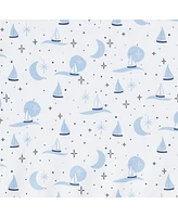 Lambs & Ivy Little Skipper Cotton Nautical Sailboat Fitted Crib/Toddler Sheet