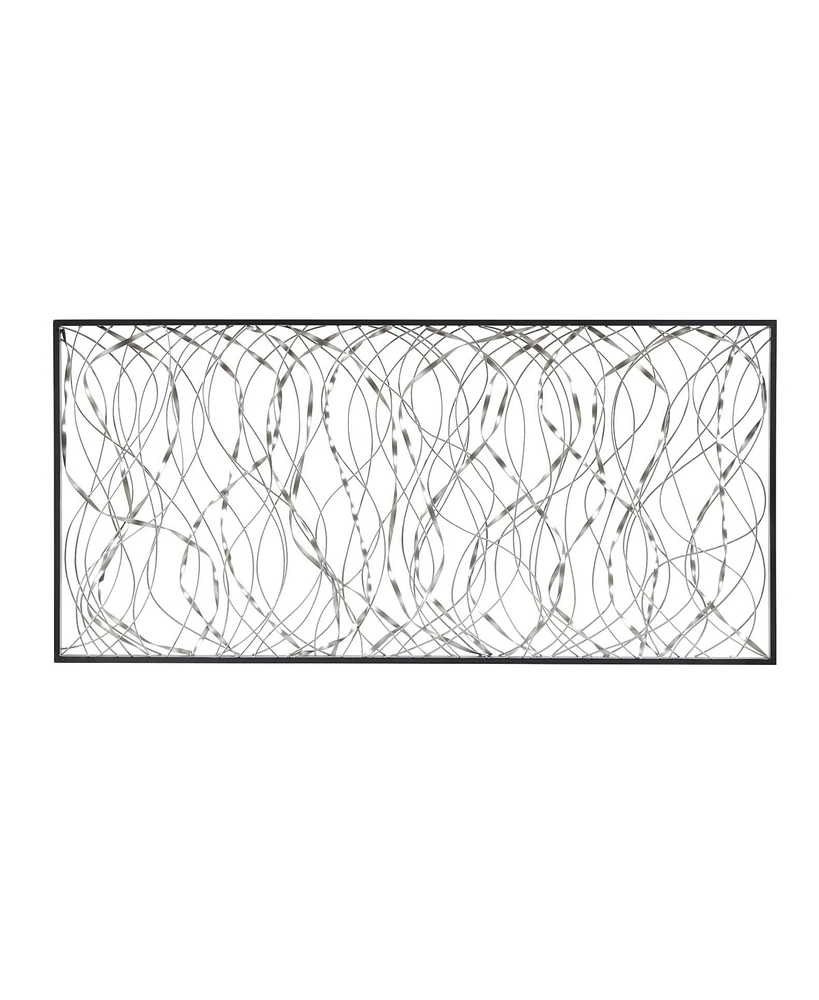 LuxenHome Black and Silver Metal Infinity Rectangular Wall Decor